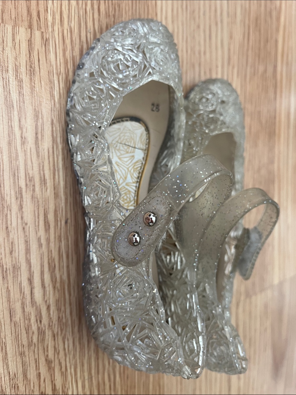 $15 = 4 pairs - Girls' Glitter Jelly Mary Jane Flats - Silver